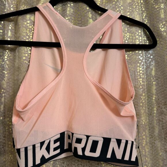 Nike Pro Intertwist Cropped Tank Top Black Light Pink Small NWT - Picture 2 of 13